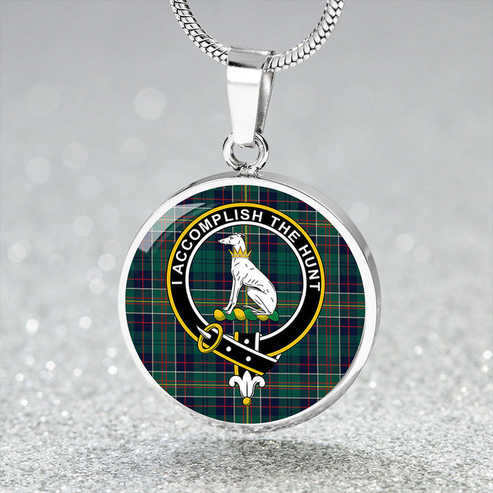 Hunter of Hunterston (Michael of Hunterston) Modern Clan Badge Tartan Classic Circle Necklace