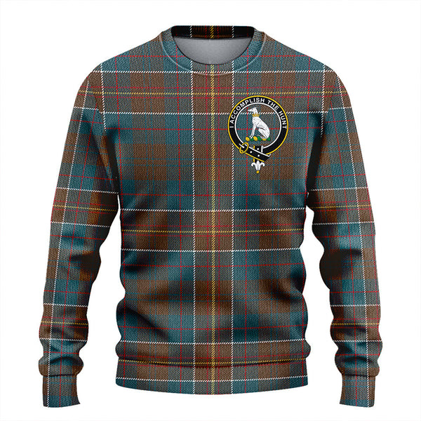 Hunter of Hunterston (Michael of Hunterston) Weathered Clan Badge Tartan Knitted Sweater