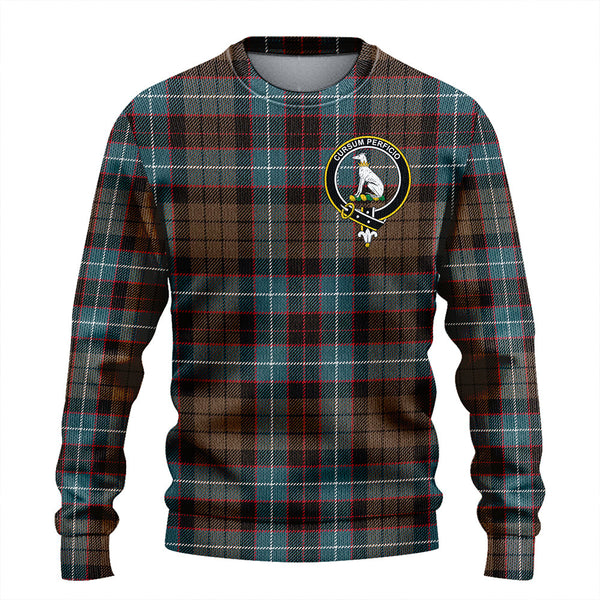 Hunter of Peebleshire Weathered Clan Badge Tartan Knitted Sweater