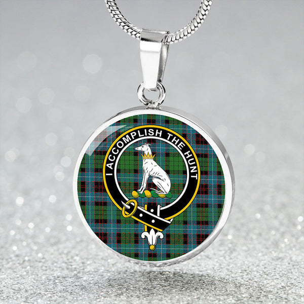 Hunter of Peebleshire (Michael of Peebleshire) Ancient Clan Badge Tartan Classic Circle Necklace