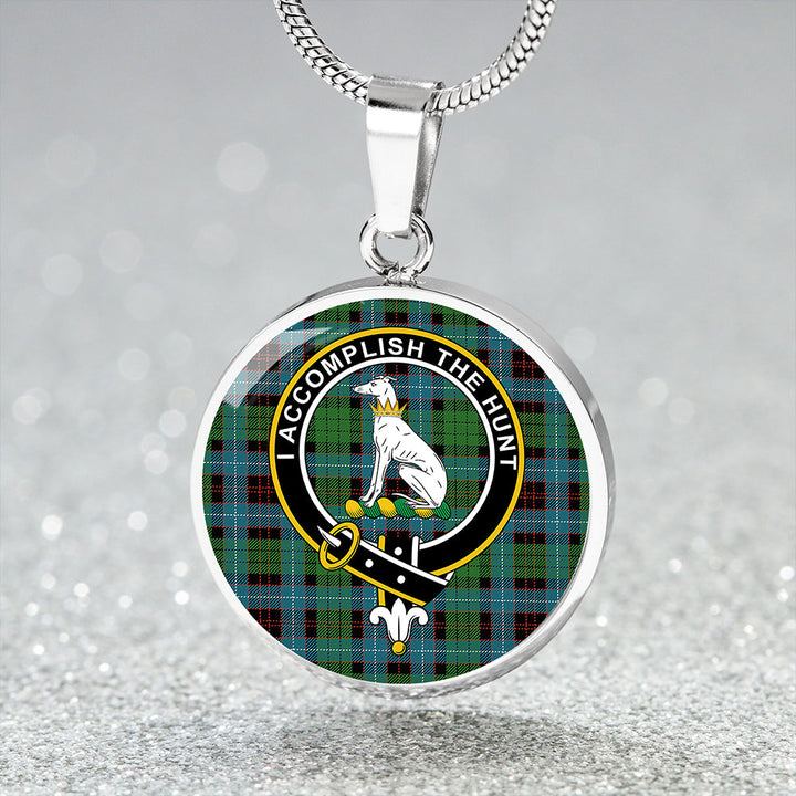 Hunter of Peebleshire (Michael of Peebleshire) Ancient Clan Badge Tartan Classic Circle Necklace