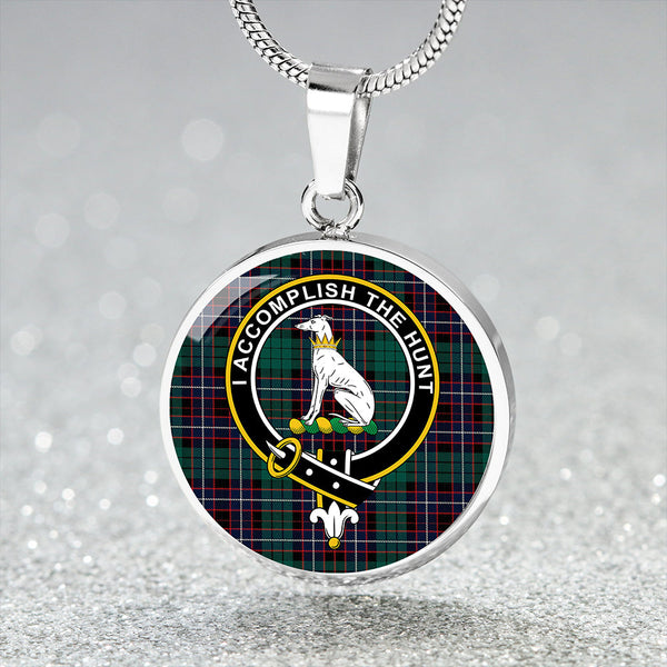 Hunter of Peebleshire (Michael of Peebleshire) Modern Clan Badge Tartan Classic Circle Necklace