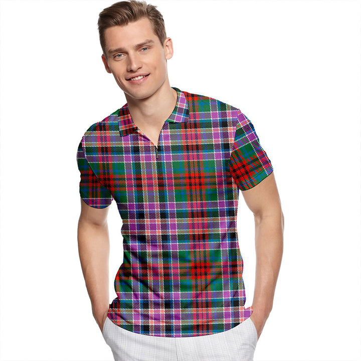 Huntly Old (Gordon Red (Telfer Dunbar)) Ancient Tartan Classic Lapel Zip Short Sleeve Polo
