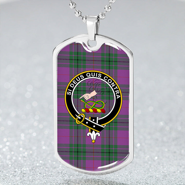 Hutton Ancient Clan Badge Classic Tartan Dog Tag Necklace
