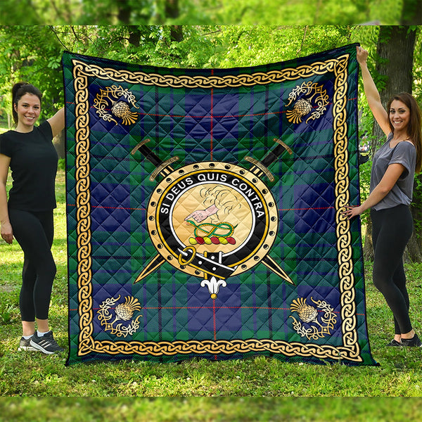 Hutton Modern Clan Badge Tartan Premium Quilt Celtic Shield