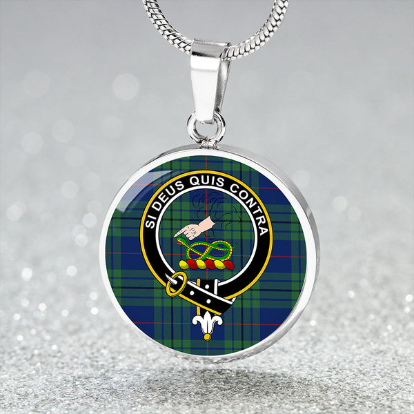 Hutton Modern Clan Badge Tartan Classic Circle Necklace