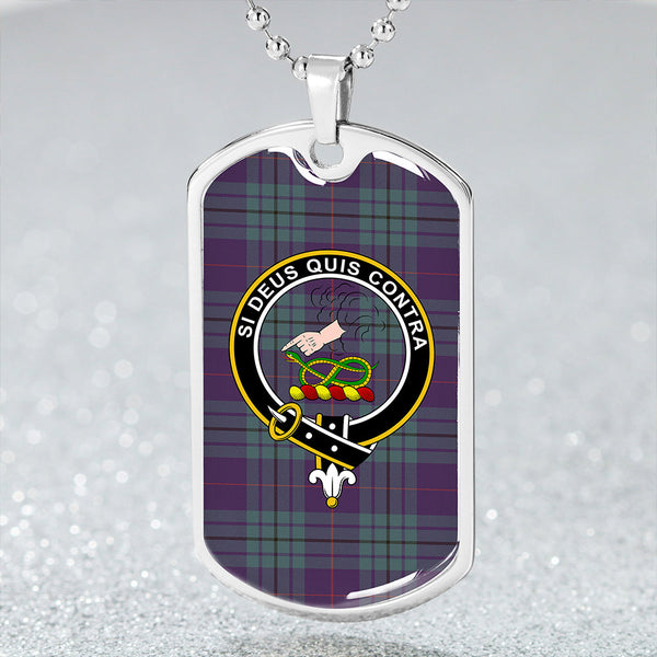Hutton Weathered Clan Badge Classic Tartan Dog Tag Necklace