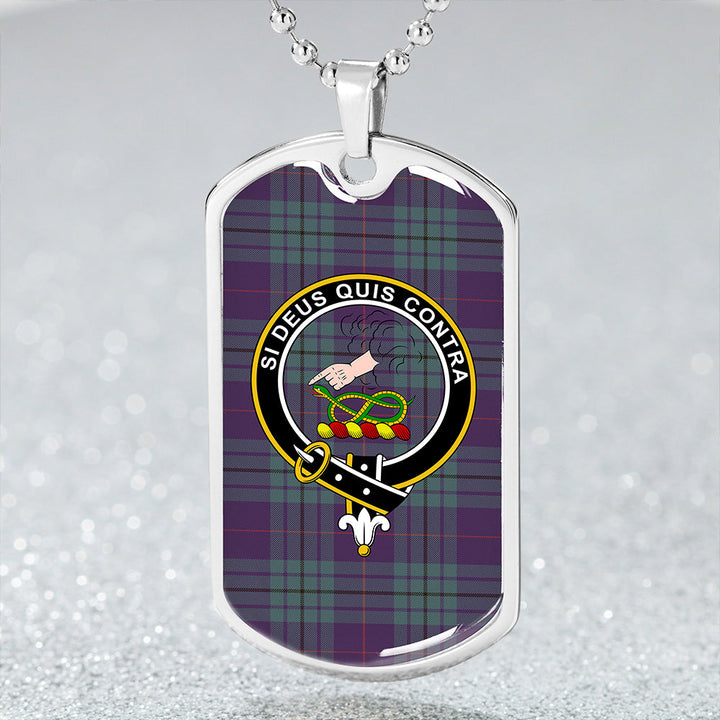 Hutton Weathered Clan Badge Classic Tartan Dog Tag Necklace