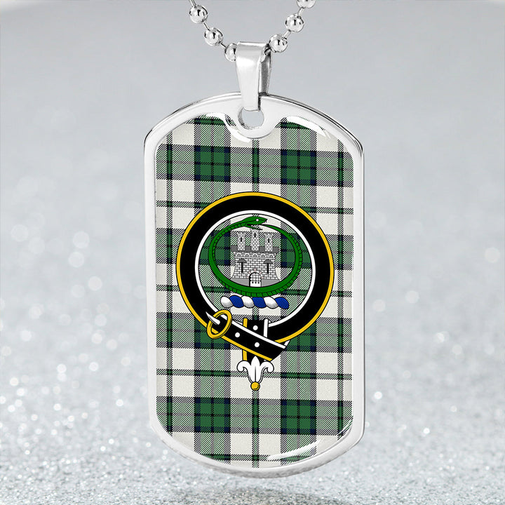 Innes Green Dress Weathered Clan Badge Classic Tartan Dog Tag Necklace