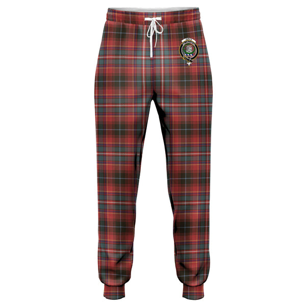 Innes Red Weathered Clan Badge Tartan Jogger Pants