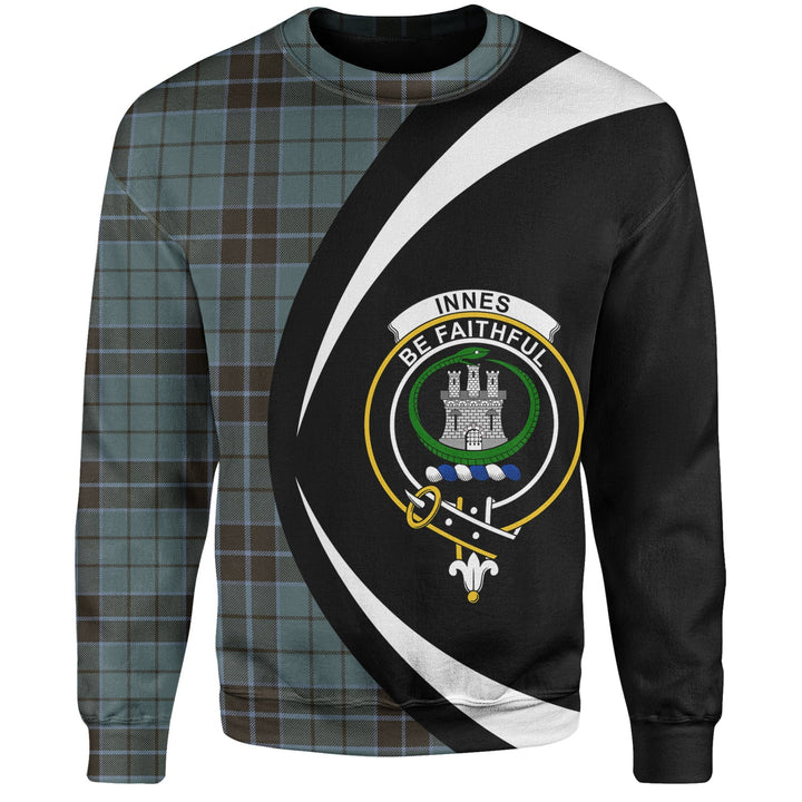 Innes (Georgina) Weathered Clan Badge Tartan Sweatshirt Circle Style Personalized