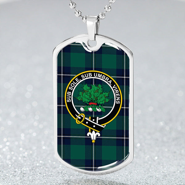Irvine Modern Clan Badge Classic Tartan Dog Tag Necklace