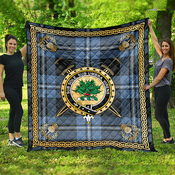 Irvine Weathered Clan Badge Tartan Premium Quilt Celtic Shield