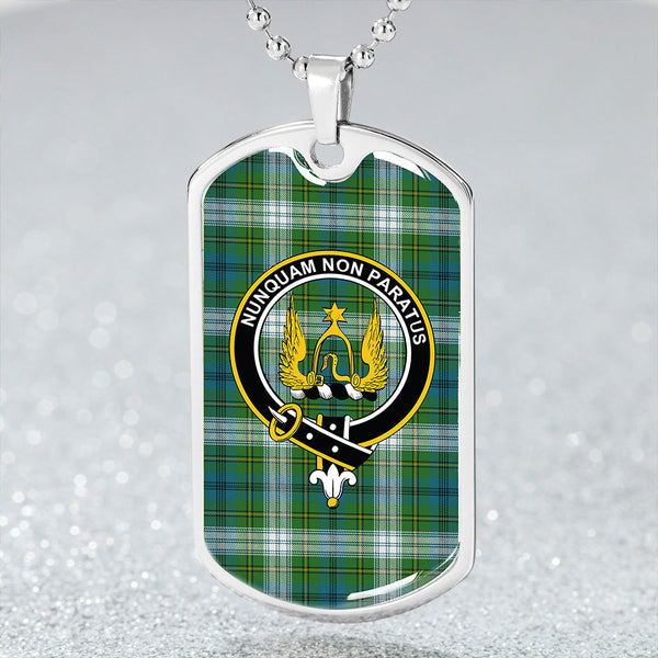 Johnstone Dress (Johnson Dress) Ancient Clan Badge Classic Tartan Dog Tag Necklace