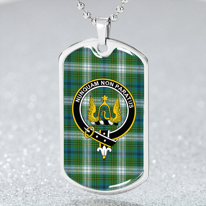Johnstone Dress (Johnson Dress) Ancient Clan Badge Classic Tartan Dog Tag Necklace