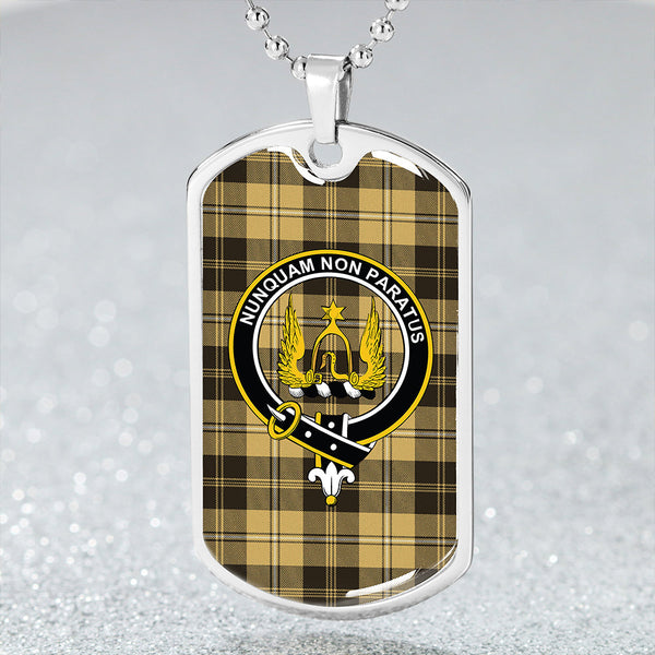 Johnstone Orange/Black (Johnson Orange/Black) Clan Badge Classic Tartan Dog Tag Necklace