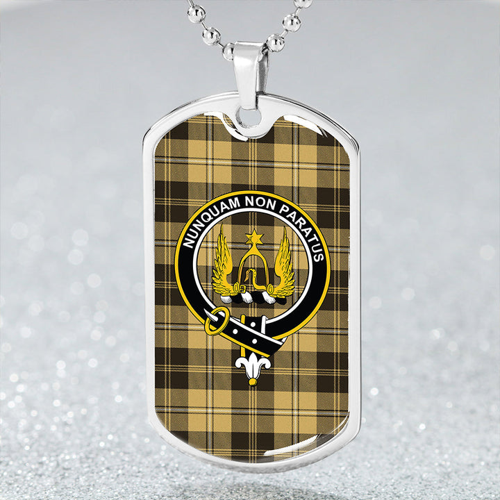 Johnstone Orange/Black (Johnson Orange/Black) Clan Badge Classic Tartan Dog Tag Necklace