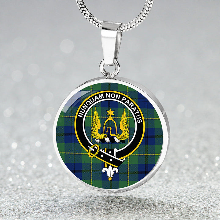 Johnstone (Johnson) Modern Clan Badge Tartan Classic Circle Necklace