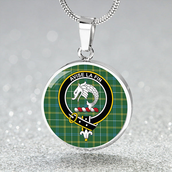 Kennedy Irish Ancient Clan Badge Tartan Classic Circle Necklace