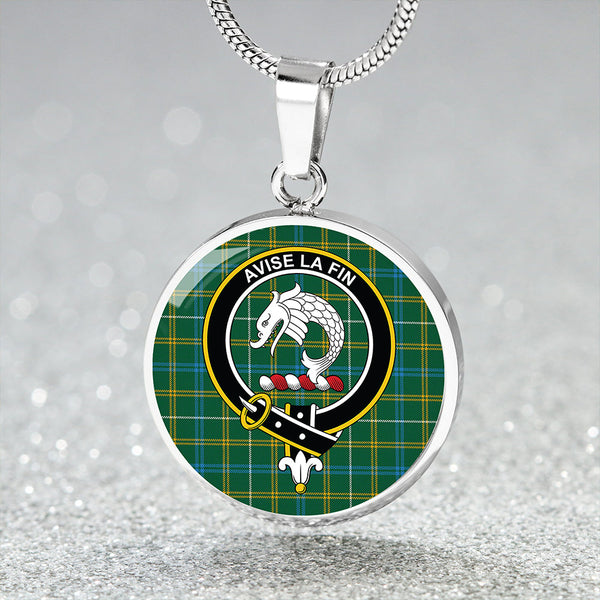 Kennedy Irish Modern Clan Badge Tartan Classic Circle Necklace