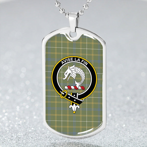 Kennedy Irish Weathered Clan Badge Classic Tartan Dog Tag Necklace