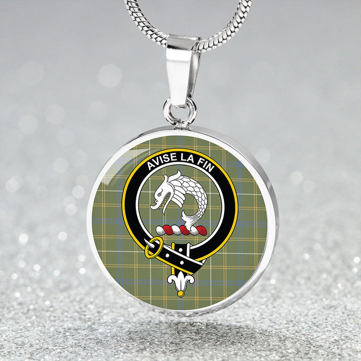 Kennedy Irish Weathered Clan Badge Tartan Classic Circle Necklace