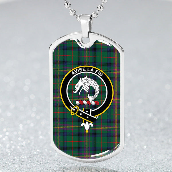 Kennedy Modern Clan Badge Classic Tartan Dog Tag Necklace
