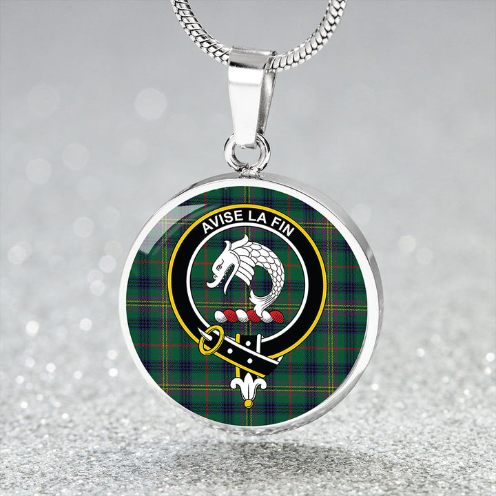 Kennedy Modern Clan Badge Tartan Classic Circle Necklace