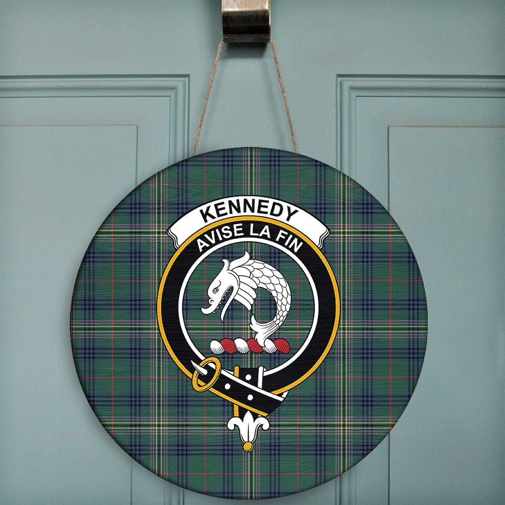 Kennedy Weathered Tartan Crest Black Garden Flag - Gold Thistle Style