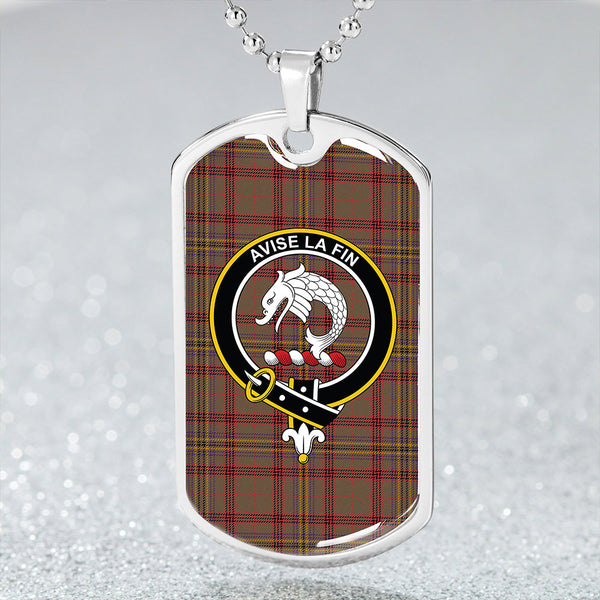 Kennedy Weathered Clan Badge Classic Tartan Dog Tag Necklace