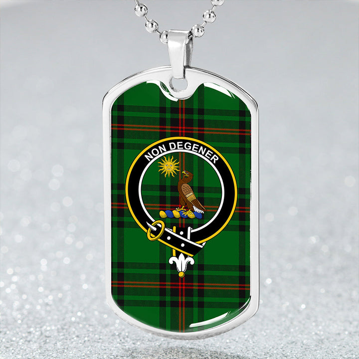 Kinloch Clan Badge Classic Tartan Dog Tag Necklace