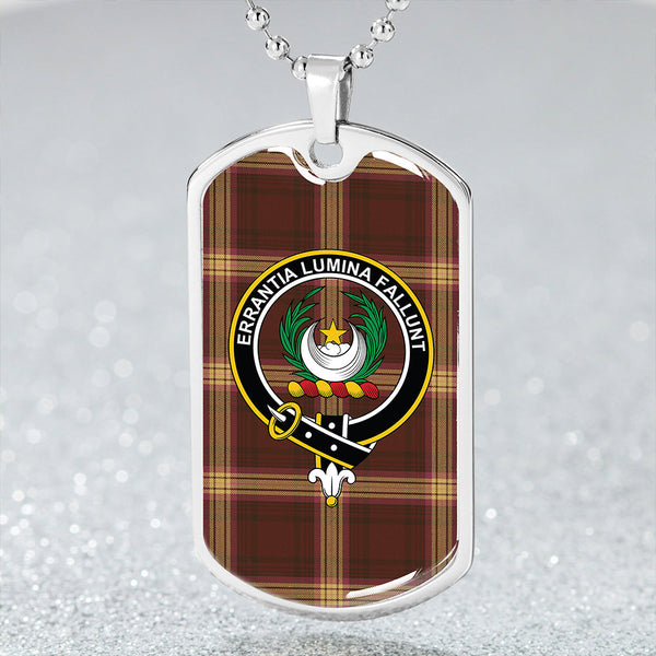 Kinnaird #2 Weathered Clan Badge Classic Tartan Dog Tag Necklace