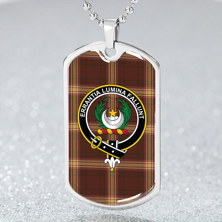 Kinnaird #2 Weathered Clan Badge Classic Tartan Dog Tag Necklace