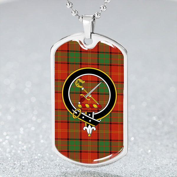 Kirk Ancient Clan Badge Classic Tartan Dog Tag Necklace
