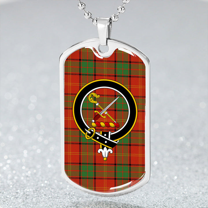 Kirk Ancient Clan Badge Classic Tartan Dog Tag Necklace