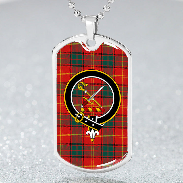 Kirk Modern Clan Badge Classic Tartan Dog Tag Necklace