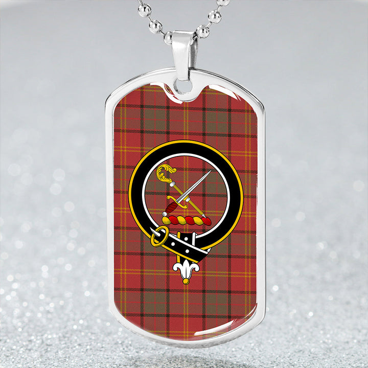 Kirk Weathered Clan Badge Classic Tartan Dog Tag Necklace