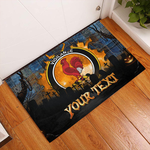 Laing (Lang) Ancient Clan Badge Tartan Personalize Doormat Happy Halloween Style