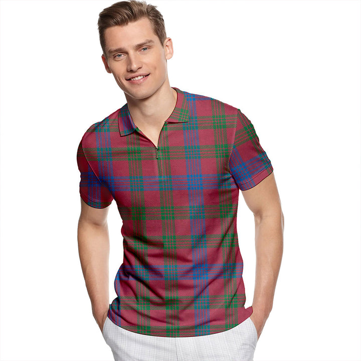 Laing Artefact (Lang Artefact) Ancient Tartan Classic Lapel Zip Short Sleeve Polo