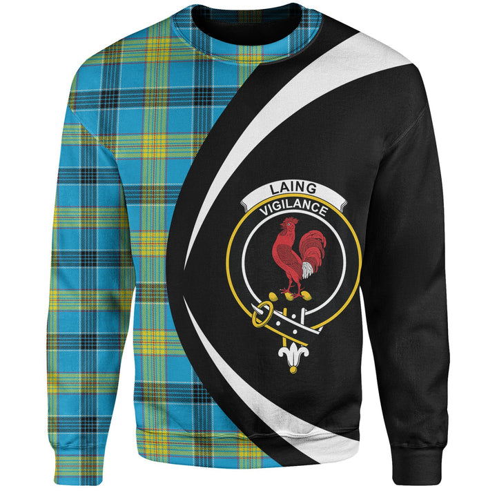 Laing (Lang) Modern Clan Badge Tartan Sweatshirt Circle Style Personalized