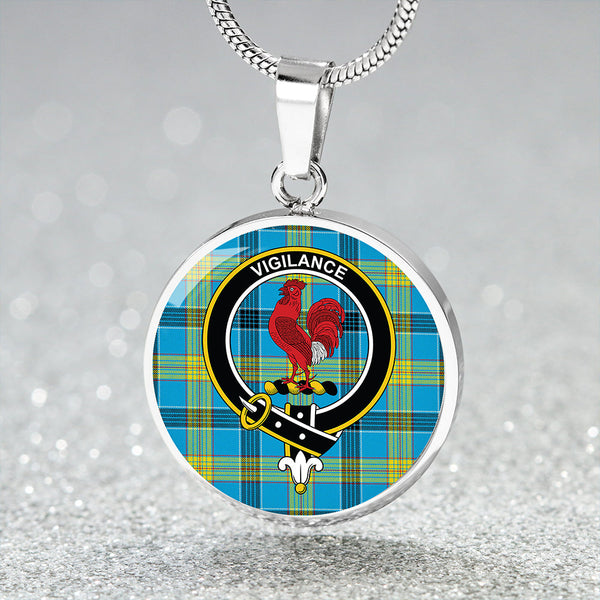 Laing (Lang) Modern Clan Badge Tartan Classic Circle Necklace