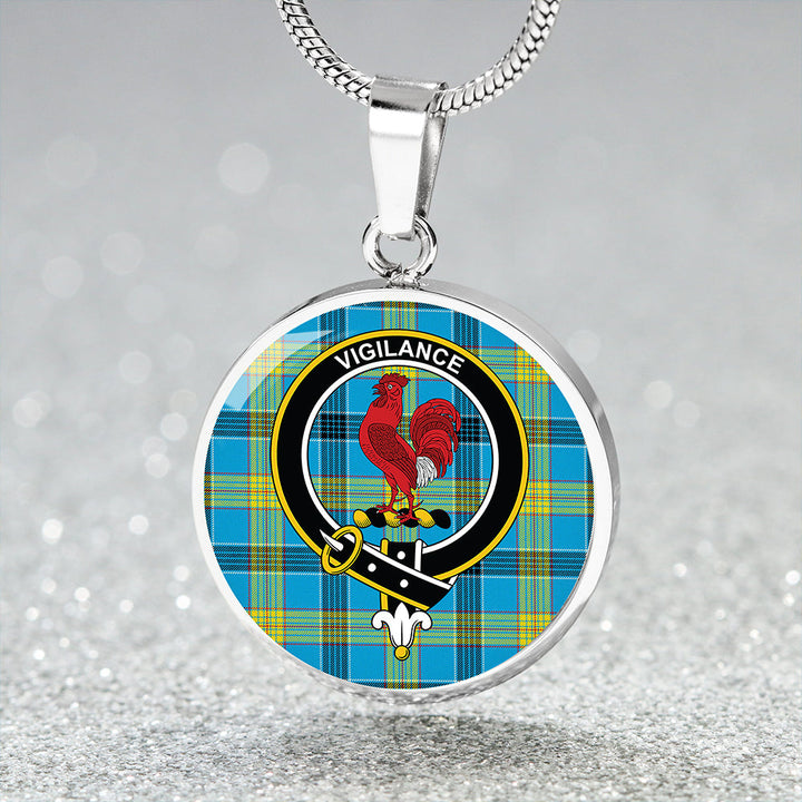 Laing (Lang) Modern Clan Badge Tartan Classic Circle Necklace