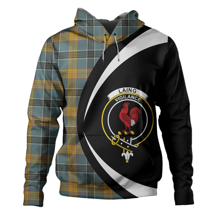 Laing (Lang) Weathered Clan Badge Tartan Hoodie Circle Style