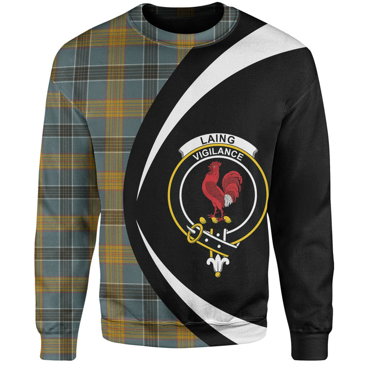 Laing (Lang) Weathered Clan Badge Tartan Sweatshirt Circle Style Personalized