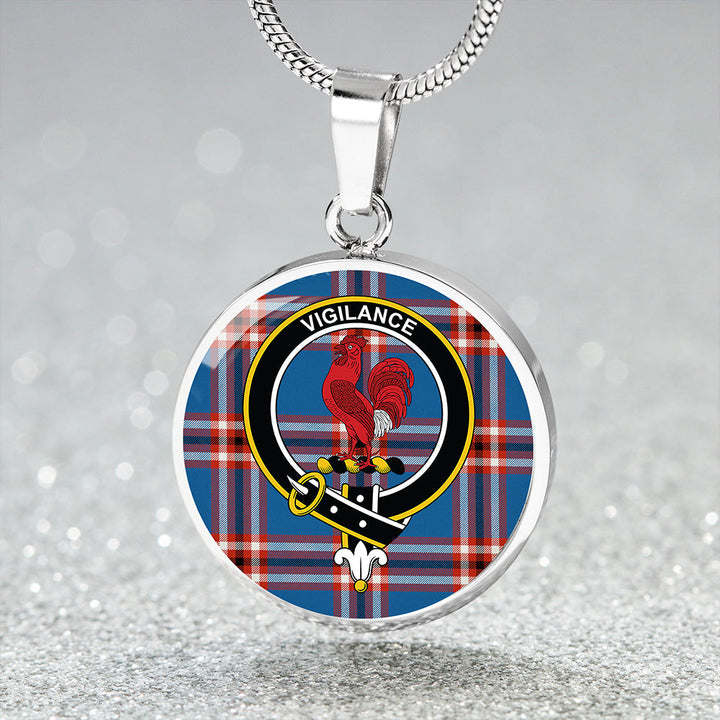 Laing of Archiestown (Lang of Archiestown) Ancient Clan Badge Tartan Classic Circle Necklace