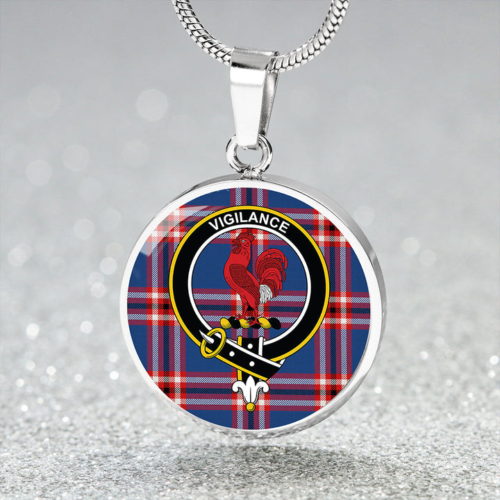 Laing of Archiestown (Lang of Archiestown) Modern Clan Badge Tartan Classic Circle Necklace