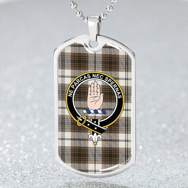 Lamont Dress Weathered Clan Badge Classic Tartan Dog Tag Necklace