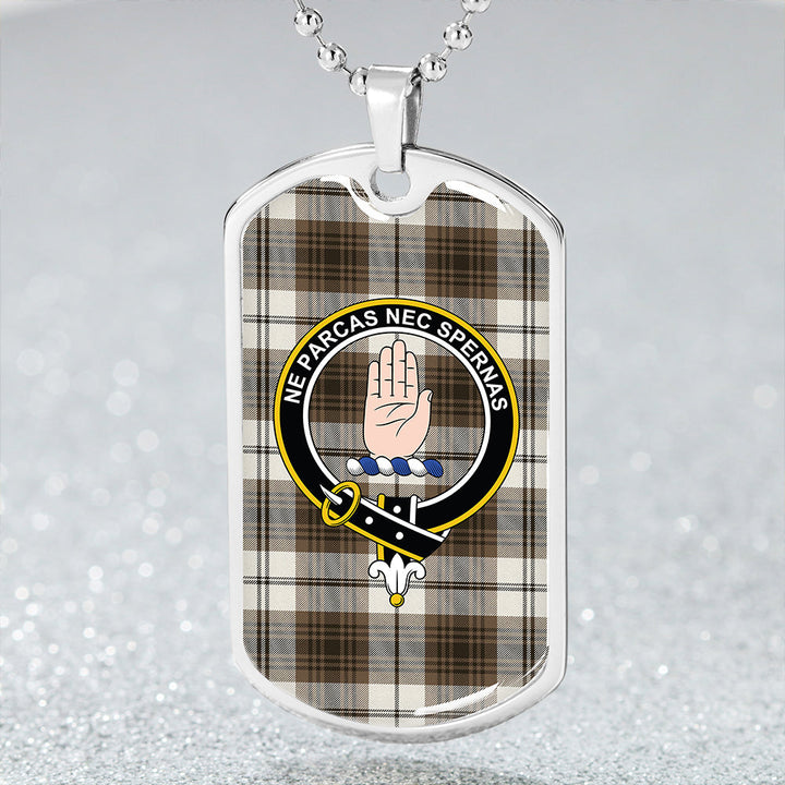 Lamont Dress (MacLamont Dress) Weathered Clan Badge Classic Tartan Dog Tag Necklace