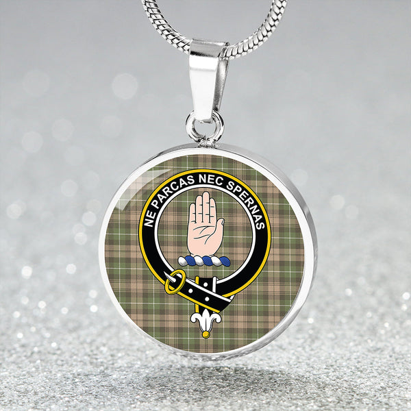 Lamont Heather (MacLamont Heather) Ancient Clan Badge Tartan Classic Circle Necklace