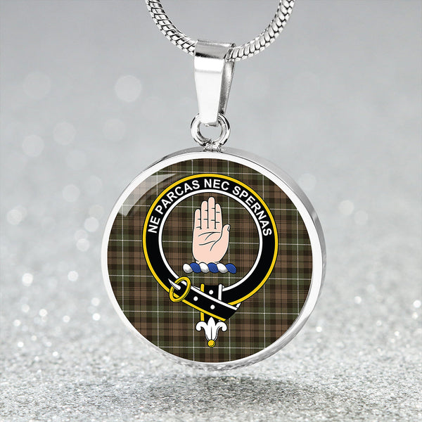 Lamont Heather (MacLamont Heather) Modern Clan Badge Tartan Classic Circle Necklace